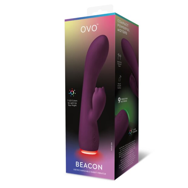 Ovo Beacon Rabbit Vibrateur point G avec stimulation clitoridienne Violet
