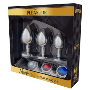 Alive Metal Plug Kit Analplug Silber 3-teilig