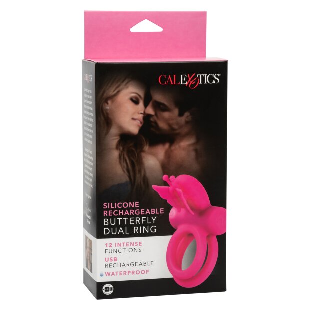 CalExotics Butterfly Dual Ring Vibrationsring Rosa ⌀ 3,25 cm
