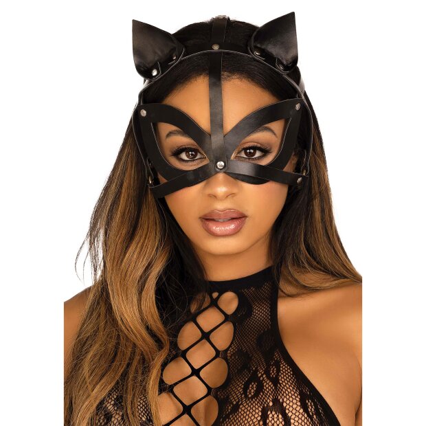Vegan Leather Studded Catmask