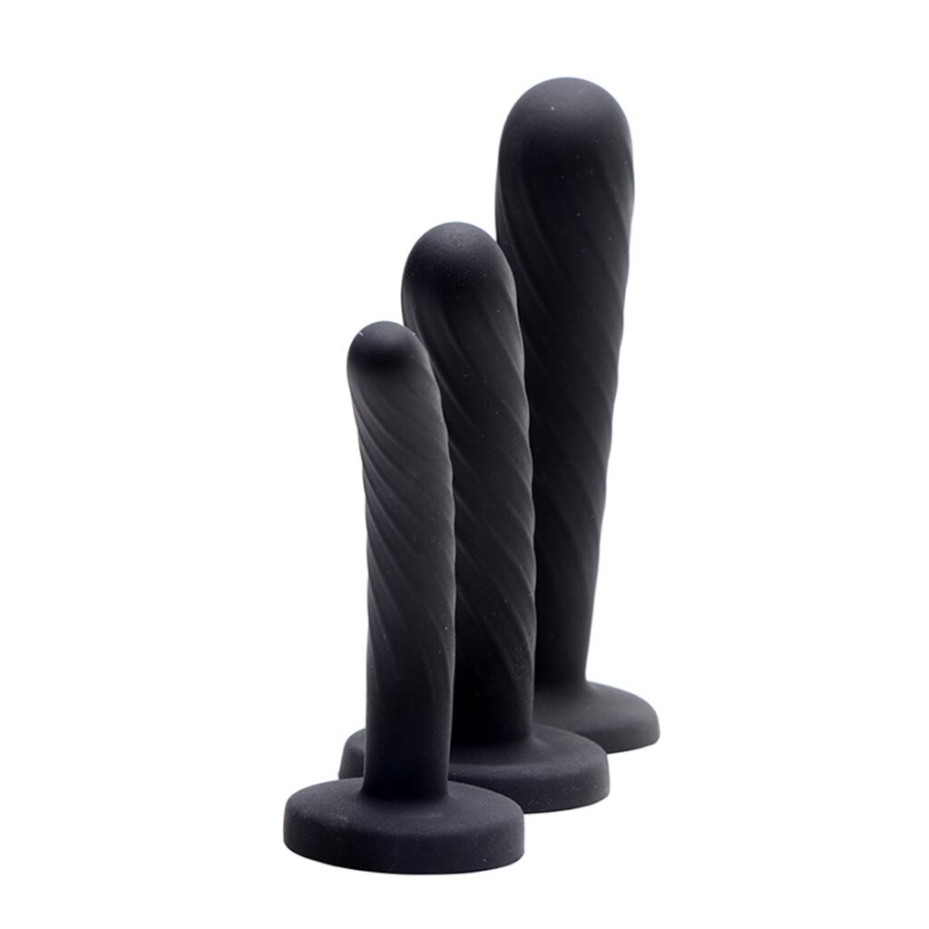 XR Brands strap-on dildo silicone set of 3 black, 40,95