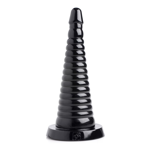 Giant Ribbed Anal Cone Black 8,9 cm
