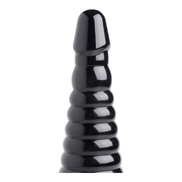 Giant Ribbed Anal Cone Black 8,9 cm