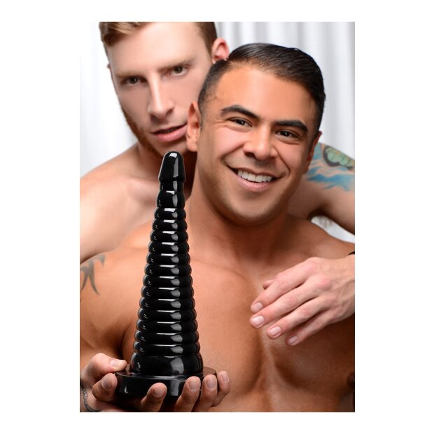 Giant Ribbed Anal Cone Black 8,9 cm