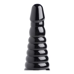 Giant Ribbed Anal Cone Black 8,9 cm