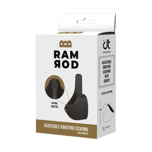 Ramrod Adjustable Vibrating Cockring With Remote Black