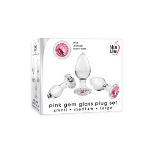 A&E Pink Gem Glass Plug Set