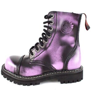 OUTLET Angry Itch 08-Loch Leder Stiefel Violet Rub-Off...