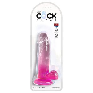 KingCockClear 7 w balls pink 20,3 cm