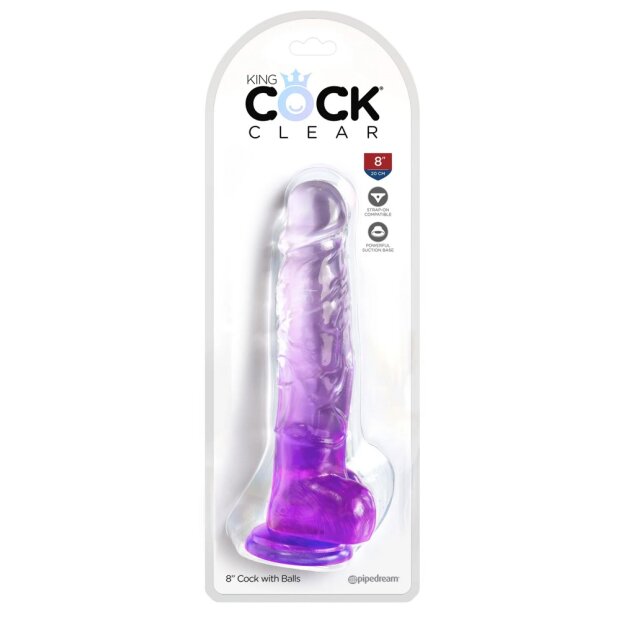 King Cock KingCockClear 8 w balls Dildo Lila 22,2 cm