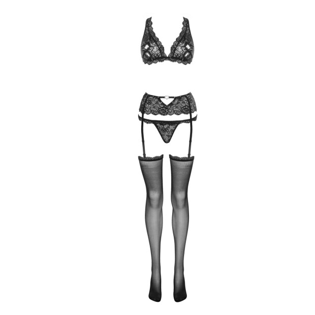 LivCo Corsetti Fashion Esmenna 4pcs set with garter belt and stockings black