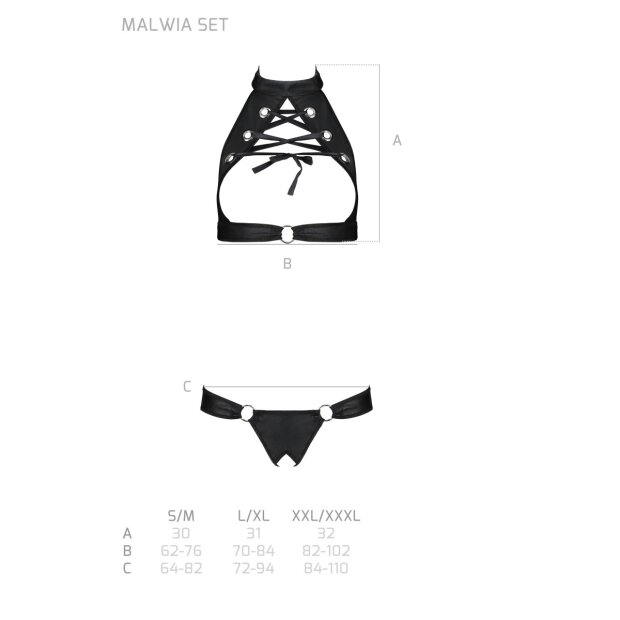 Passion Malwia 2pcs set with open bra black