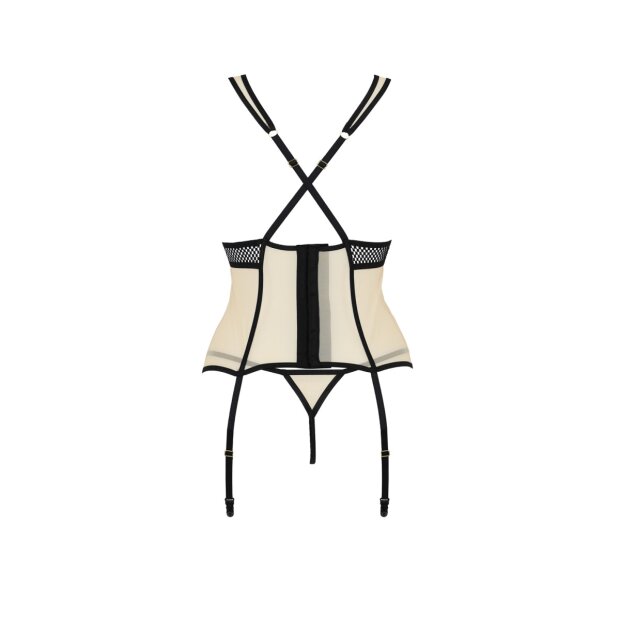Passion Viena Size Plus corset & thong beige