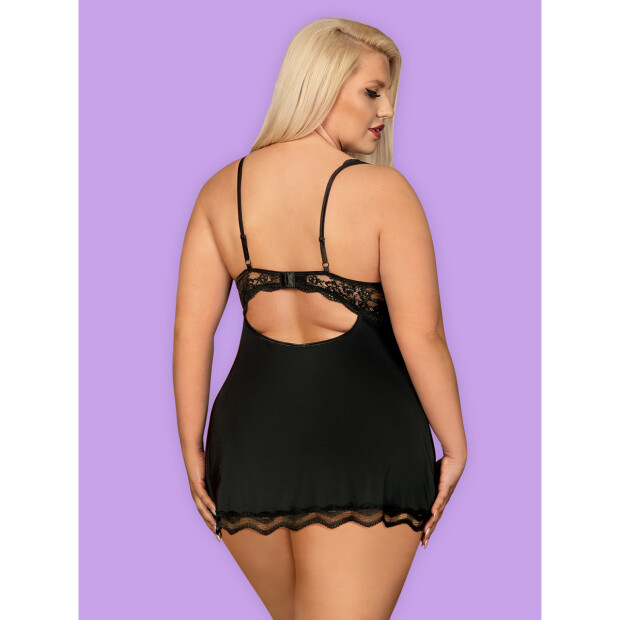 Obsessive Luvae babydoll & thong black Size Plus