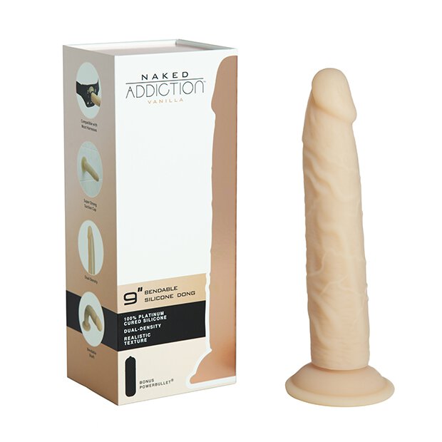 Naked Addiction - 22,8 cm Silicone Bendable Dual Density Dildo Vanilla
