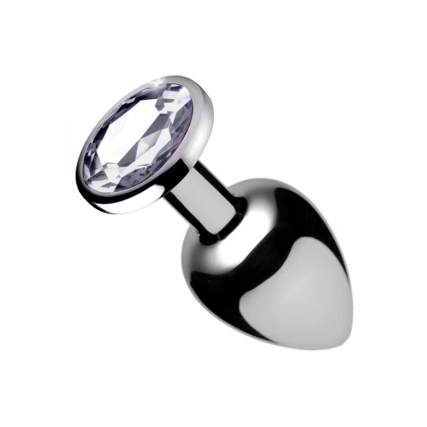 XR Brands Booty Sparks Anal Plug Clear Gem S Silber ⌀ 2,8 cm
