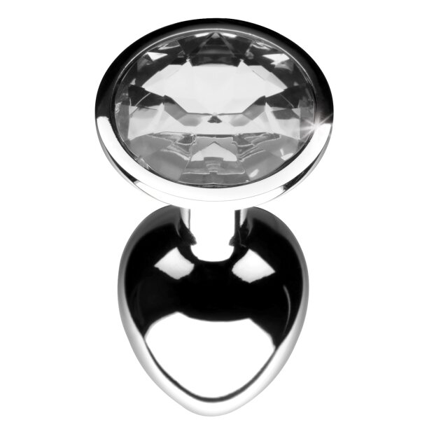 XR Brands Booty Sparks Anal Plug Clear Gem S Silber ⌀ 2,8 cm