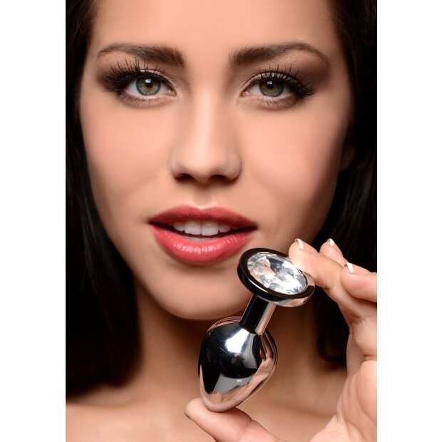 XR Brands Booty Sparks Anal Plug Clear Gem S Silber ⌀ 2,8 cm