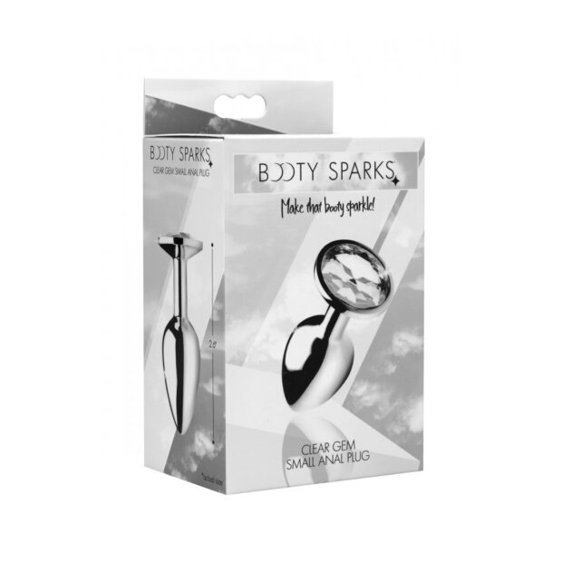 XR Brands Booty Sparks Anal Plug Clear Gem S Silber ⌀ 2,8 cm