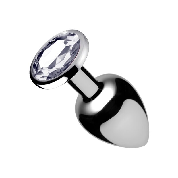 XR Brands Booty Sparks Anal Plug Clear Gem S Silber ⌀ 2,8 cm