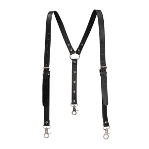 Shots bretelles en cuir fendu pour hommes noir