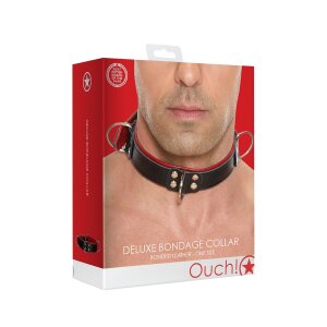 Shots Deluxe Bondage collier noir, rouge taille unique