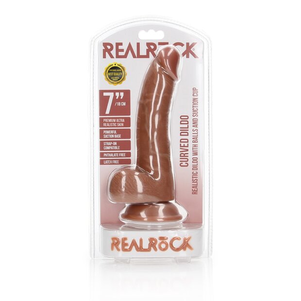 Curved Realistic Dildo with Balls and Suction Cup - 7" / 18 cm