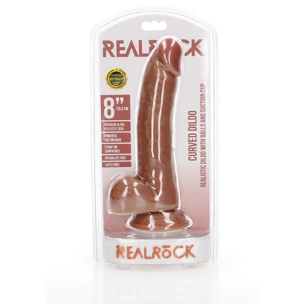 Curved Realistic Dildo with Balls and Suction Cup - 8" / 20,5 cm