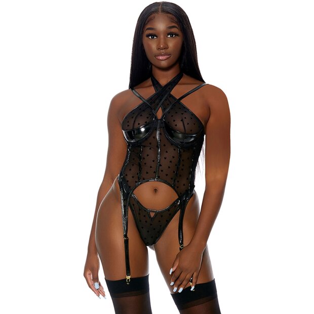 Forplay Steal Your Heart Ensemble de lingerie avec petits cœurs noir S