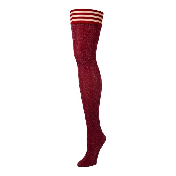 Kixies Holly hold-up stockings shimmering red M