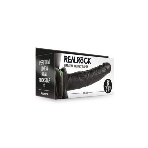 RealRock Vibrating Hollow Strap-On Schwarz 24,5 cm