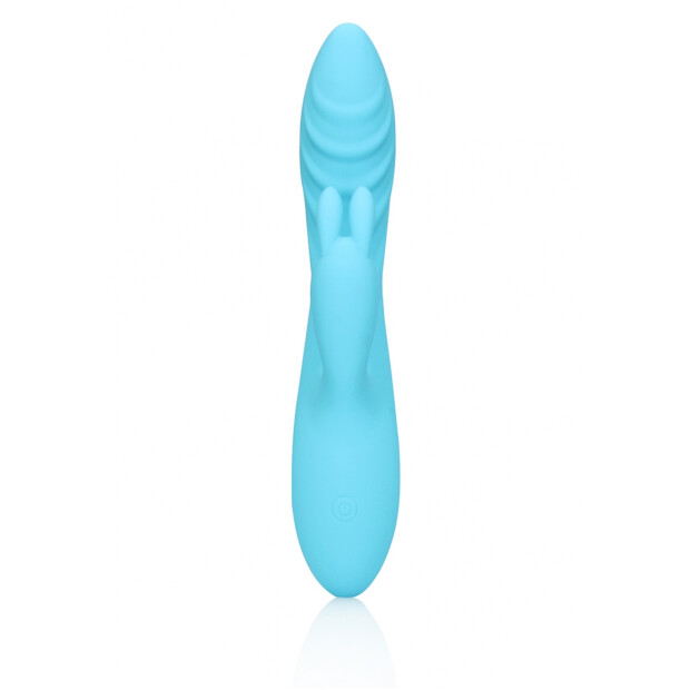 Loveline vibrateur lapin en silicone ultra doux et strié bleu glacier