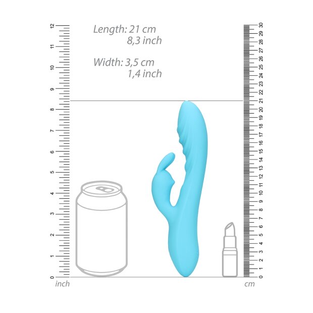 Loveline vibrateur lapin en silicone ultra doux et strié bleu glacier