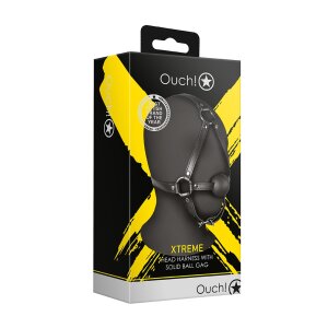 Shots head harness with solid ball gag black