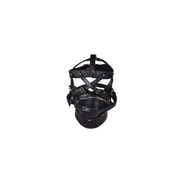 Shots head harness with zipper and lock black