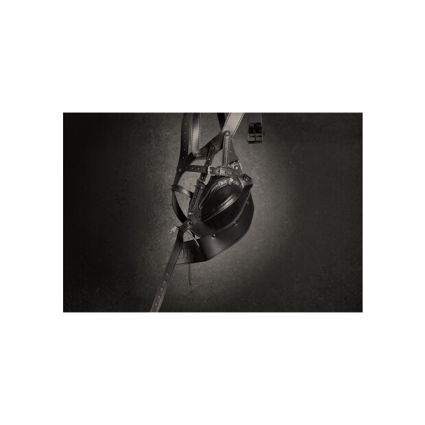 Shots head harness with zipper and lock black