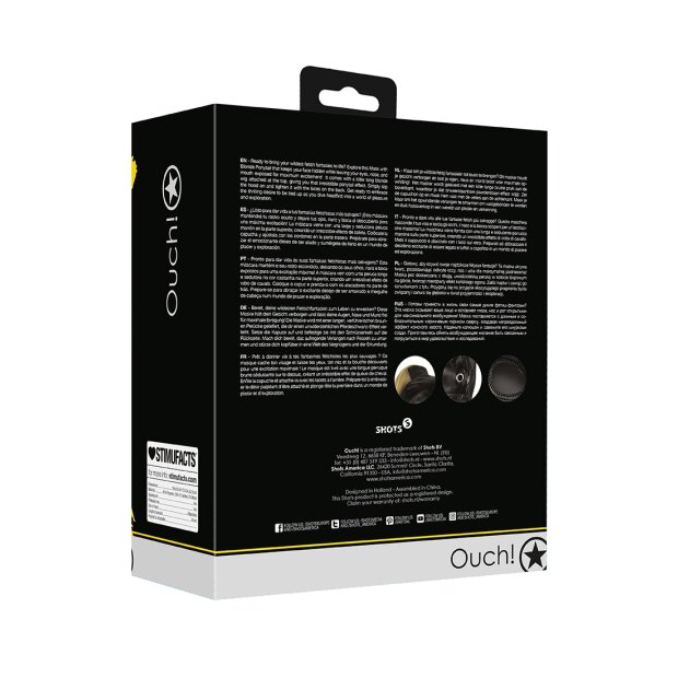 Shots Leder Maske mit blondem Pferdeschwanz schwarz