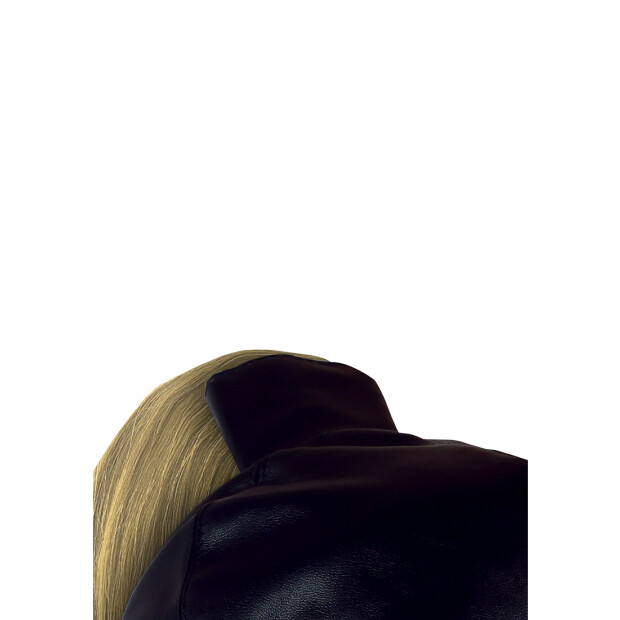 Shots Leder Maske mit blondem Pferdeschwanz schwarz