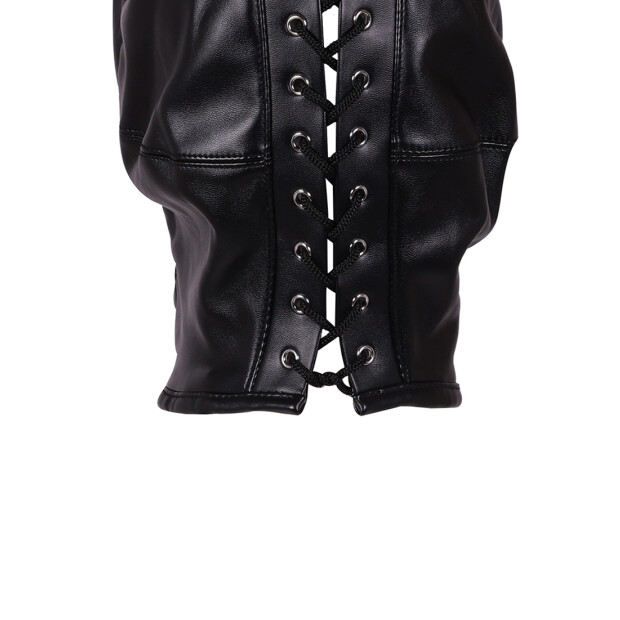 Shots Leder Maske mit braunem Pferdeschwanz schwarz