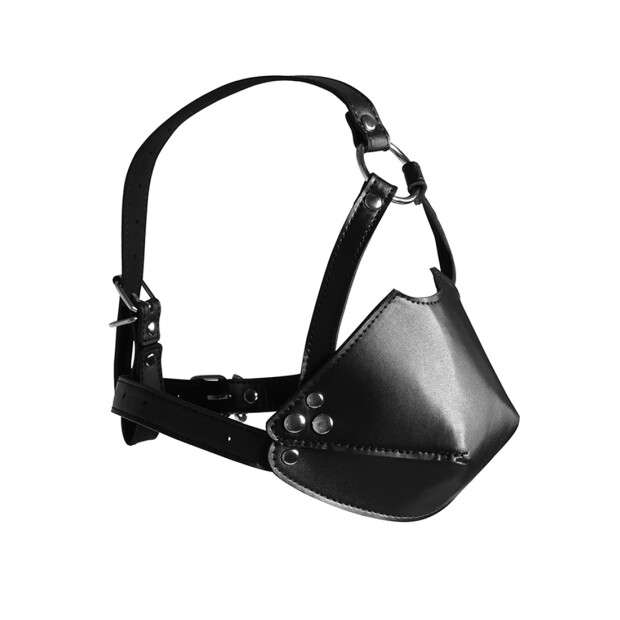 Shots head harness with mouth mask and integrated ball gag black