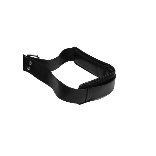 Shots padded thigh cuffs with handcuffs black