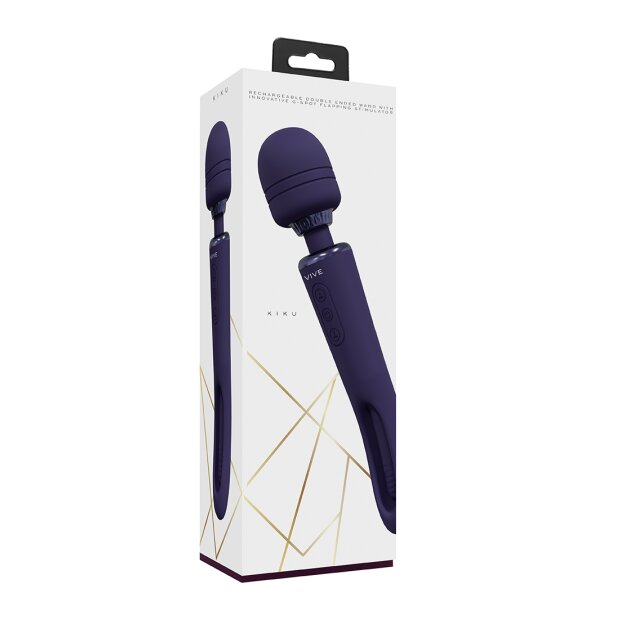 VIVE - Kiku - Rechargeable Double Ended Wand with Innovative G-Spot Flapping Stimulator - Purple