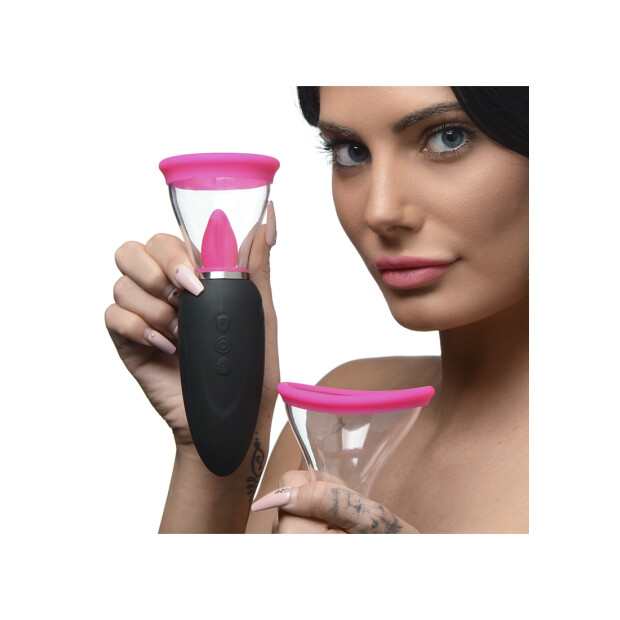 XR Brands Lickgasm Mini vibromasseur avec fuite + aspiration rose