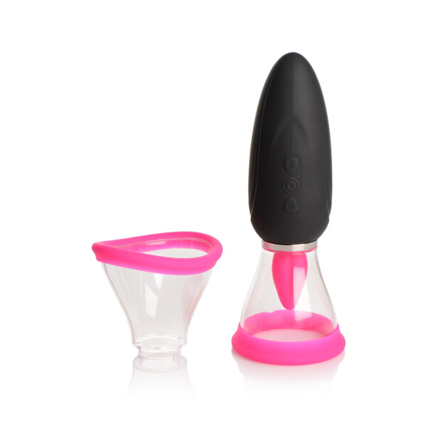 XR Brands Lickgasm Mini vibromasseur avec fuite + aspiration rose