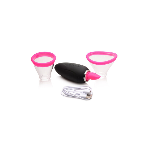 XR Brands Lickgasm Mini vibromasseur avec fuite + aspiration rose
