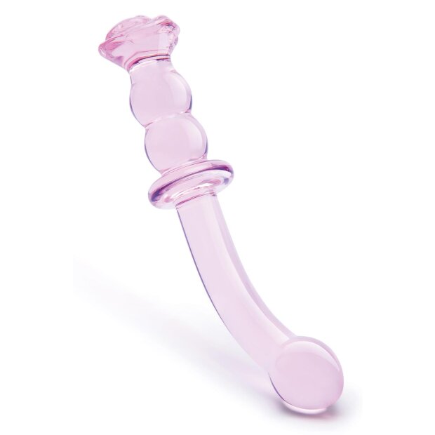 Dream Toys Glaze Glass Rosebud G-Spot Glasdildo Rosa 19 cm