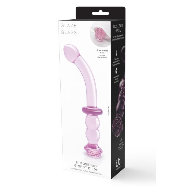 Dream Toys Glaze Glass Rosebud G-Spot Glasdildo Rosa 19 cm