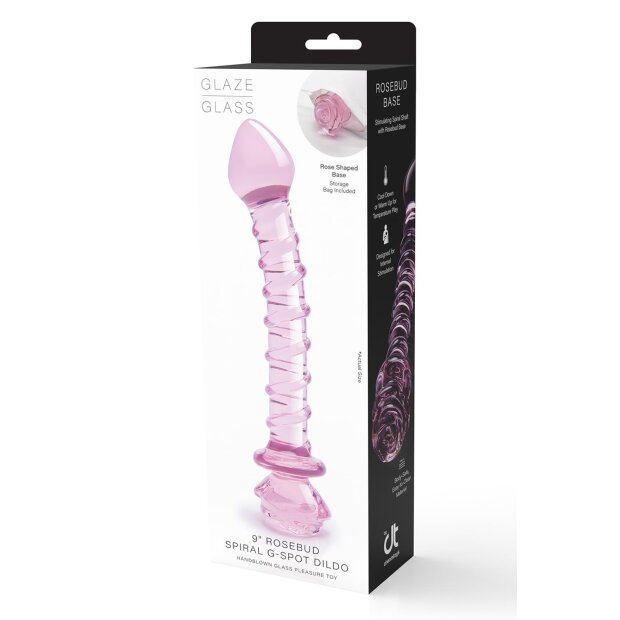 Dream Toys Glaze Glass Rosebud Spiral G-Spot Glasdildo Pink 22,8 cm