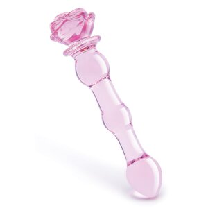 Dream Toys Glaze Glass Rosebud Beaded Glasdildo Pink 20 cm