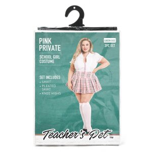 Teacher Pet 2Pcs Pink Private Schoolgirl Costume Queen Size